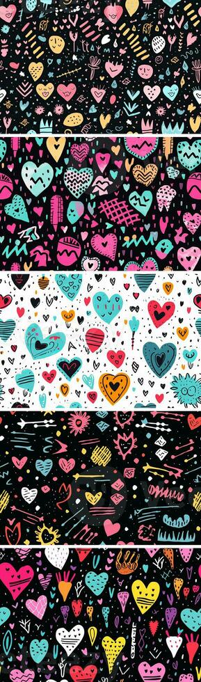 Set of Valentine's day in boho style. Illustrations of heart, flower wreath, feathers, frames and bird. Collection for valentine, card or postcard photo