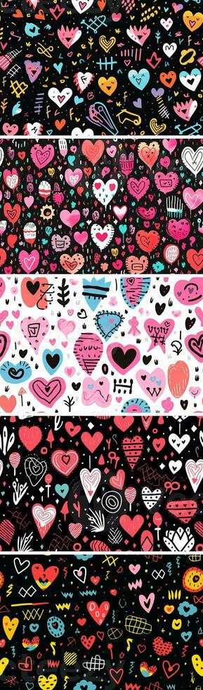 Set of Valentine's day in boho style. Illustrations of heart, flower wreath, feathers, frames and bird. Collection for valentine, card or postcard photo