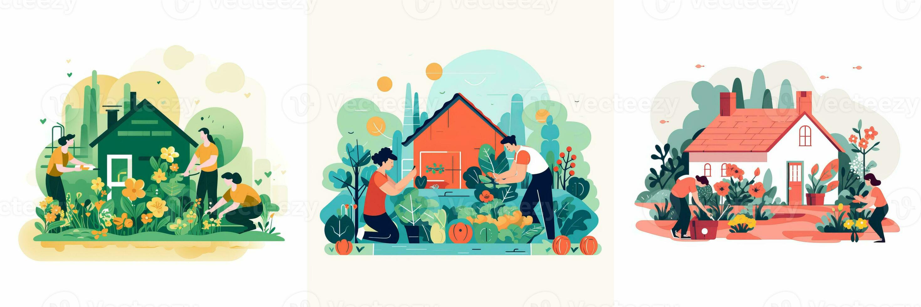 Agriculture gardener hobby and garden job. Woman and man planting gardens flowers, gardener flowers. photo