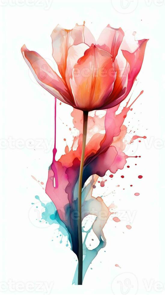 Colorful watercolor art. Isolated on white background. In a realistic manner, colorful, rainbow. Ideal for teaching materials, books and nature-themed designs. Paint splash icons. created by AI photo