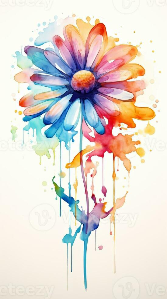 Colorful watercolor art. Isolated on white background. In a realistic manner, colorful, rainbow. Ideal for teaching materials, books and nature-themed designs. Paint splash icons. created by AI photo