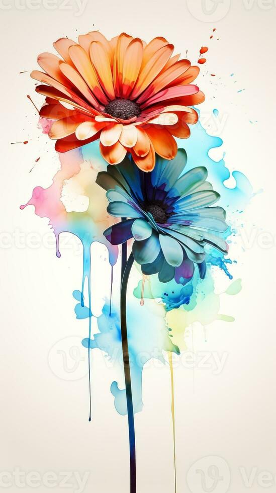 Colorful watercolor art. Isolated on white background. In a realistic manner, colorful, rainbow. Ideal for teaching materials, books and nature-themed designs. Paint splash icons. created by AI photo