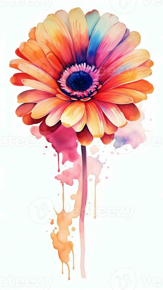 Colorful watercolor art. Isolated on white background. In a realistic manner, colorful, rainbow. Ideal for teaching materials, books and nature-themed designs. Paint splash icons. created by AI photo