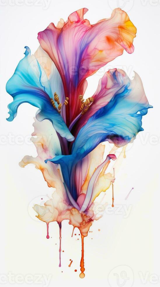 Colorful watercolor art. Isolated on white background. In a realistic manner, colorful, rainbow. Ideal for teaching materials, books and nature-themed designs. Paint splash icons. created by AI photo