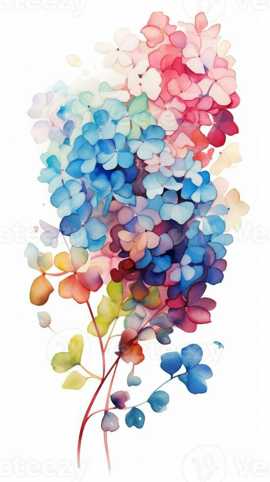 Colorful watercolor art. Isolated on white background. In a realistic manner, colorful, rainbow. Ideal for teaching materials, books and nature-themed designs. Paint splash icons. created by AI photo