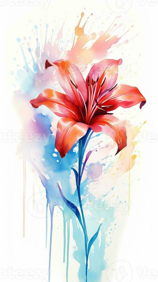 Colorful watercolor art. Isolated on white background. In a realistic manner, colorful, rainbow. Ideal for teaching materials, books and nature-themed designs. Paint splash icons. created by AI photo
