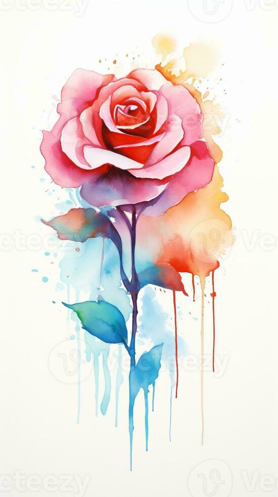 Colorful watercolor art. Isolated on white background. In a realistic manner, colorful, rainbow. Ideal for teaching materials, books and nature-themed designs. Paint splash icons. created by AI photo