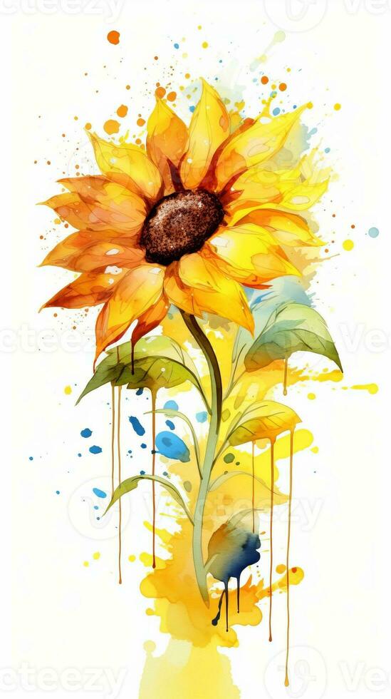 Colorful watercolor art. Isolated on white background. In a realistic manner, colorful, rainbow. Ideal for teaching materials, books and nature-themed designs. Paint splash icons. created by AI photo