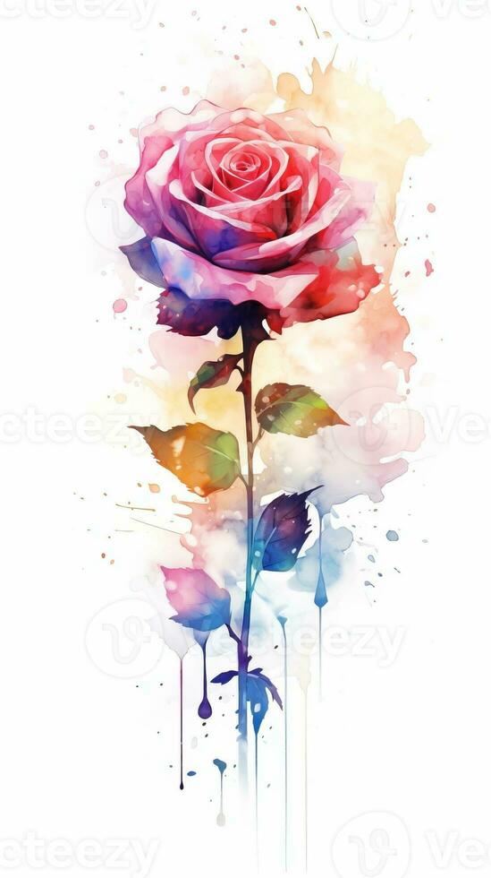 Colorful watercolor art. Isolated on white background. In a realistic manner, colorful, rainbow. Ideal for teaching materials, books and nature-themed designs. Paint splash icons. created by AI photo