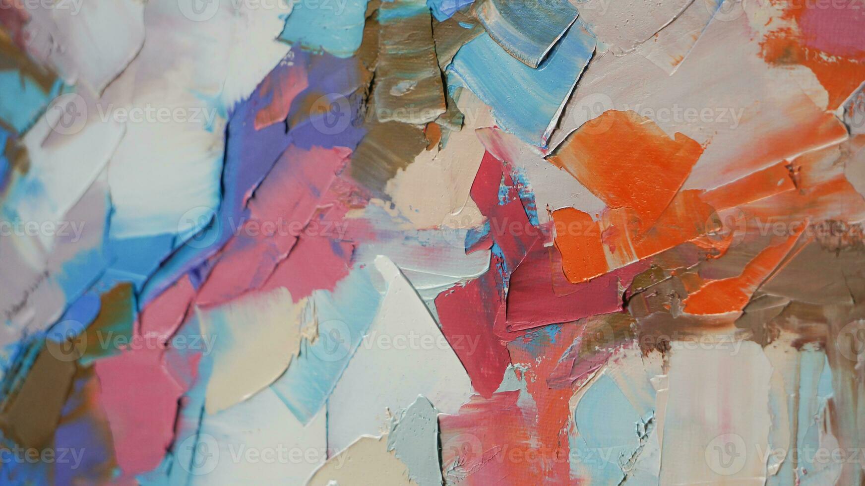 Fragment. Multicolored texture painting. Abstract art background. oil on canvas. Rough brushstrokes of paint. Closeup of a painting by oil and palette knife. Highly-textured, high quality details. photo