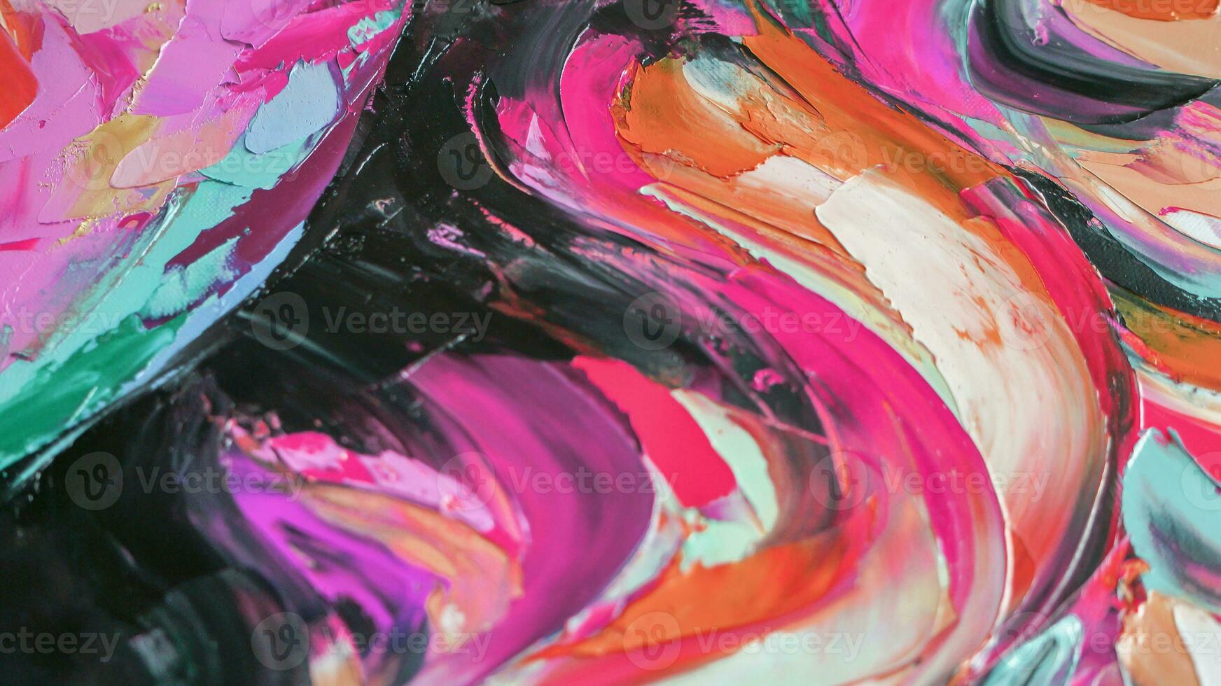 Abstract colorful oil painting on canvas. Oil paint texture with brush and palette knife strokes. multicolored wallpaper. Macro close up acrylic background. photo