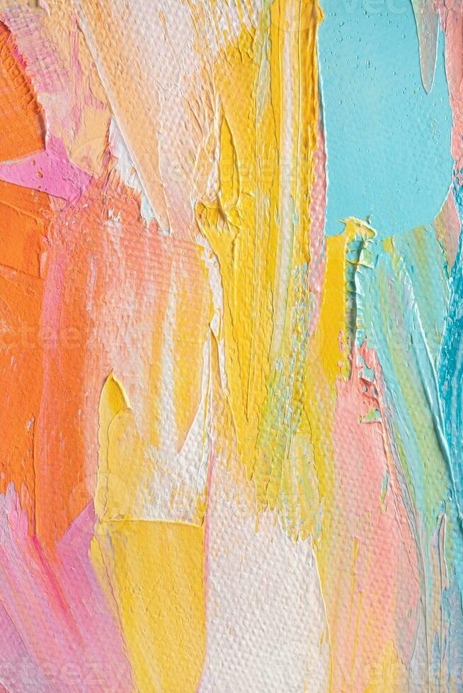 Abstract oil paint texture background, pattern of color brush strokes photo