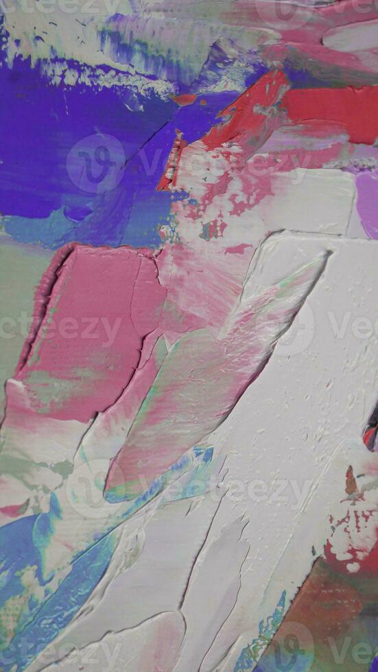 Fragment. Multicolored texture painting. Abstract art background. oil on canvas. Rough brushstrokes of paint. Closeup of a painting by oil and palette knife. Highly-textured, high quality details. photo