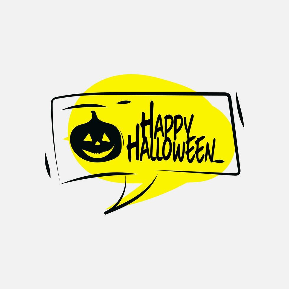 Happy Halloween text box element with traditional characters. Applicable for greeting cards, invitations, posters, party flyers. vector