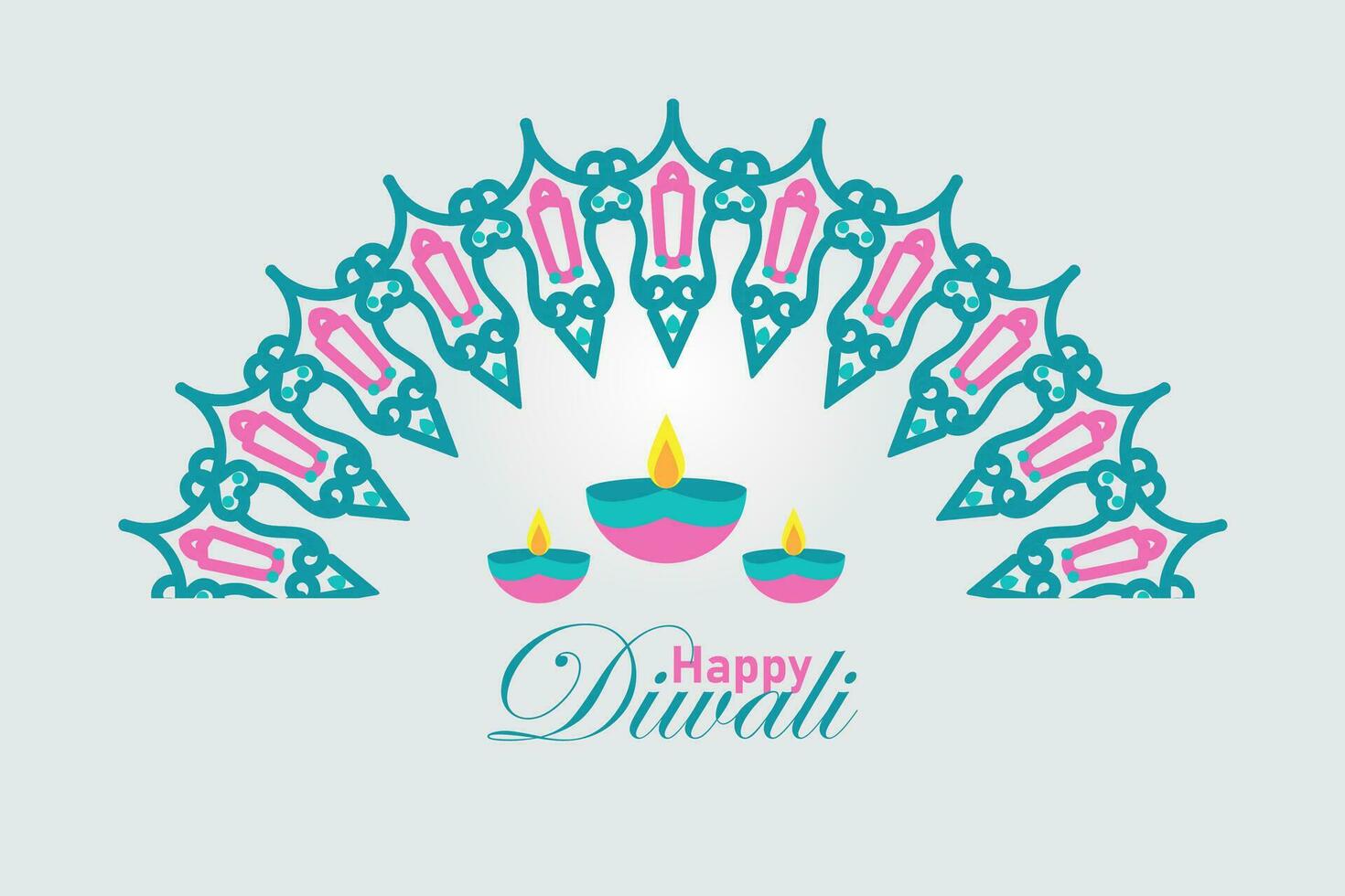 Indian festival Happy Diwali mandala ornament, holiday Background, Diwali celebration greeting card, vector illustration design.