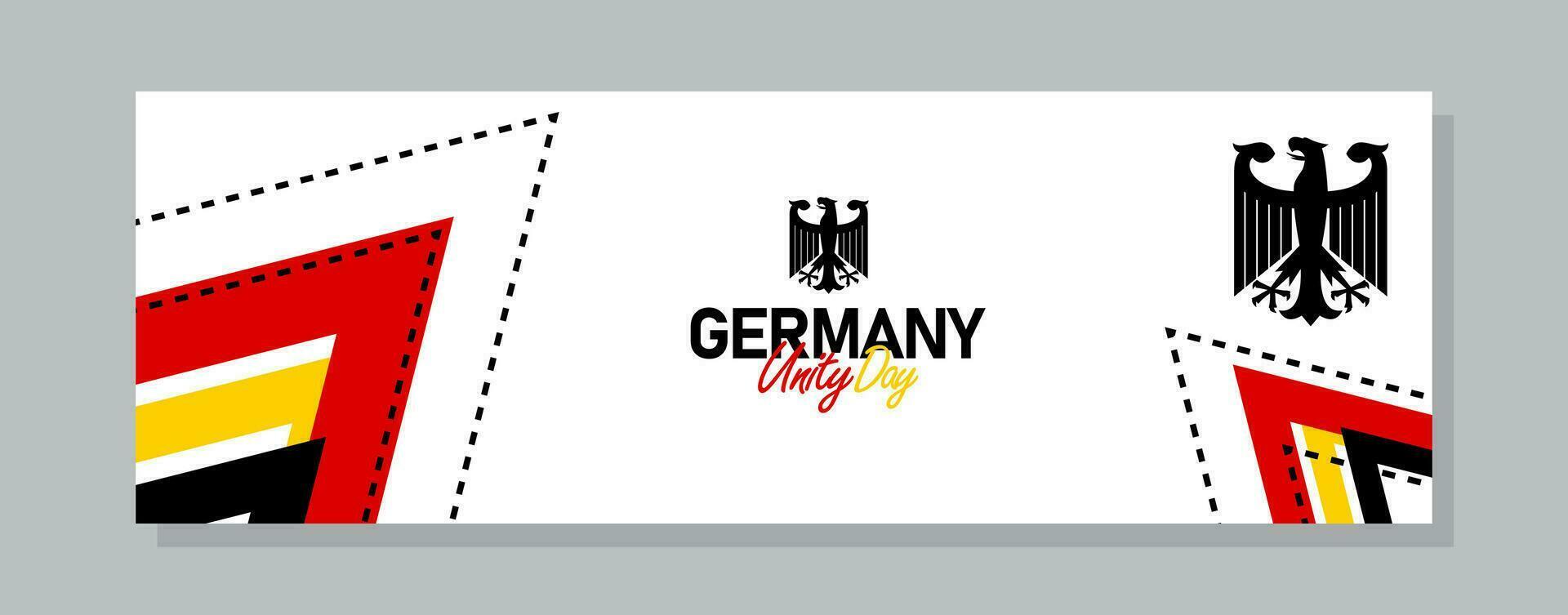Happy german unity day of Germany. banner background. Classic national country flag with Abstract geometric flag. vector