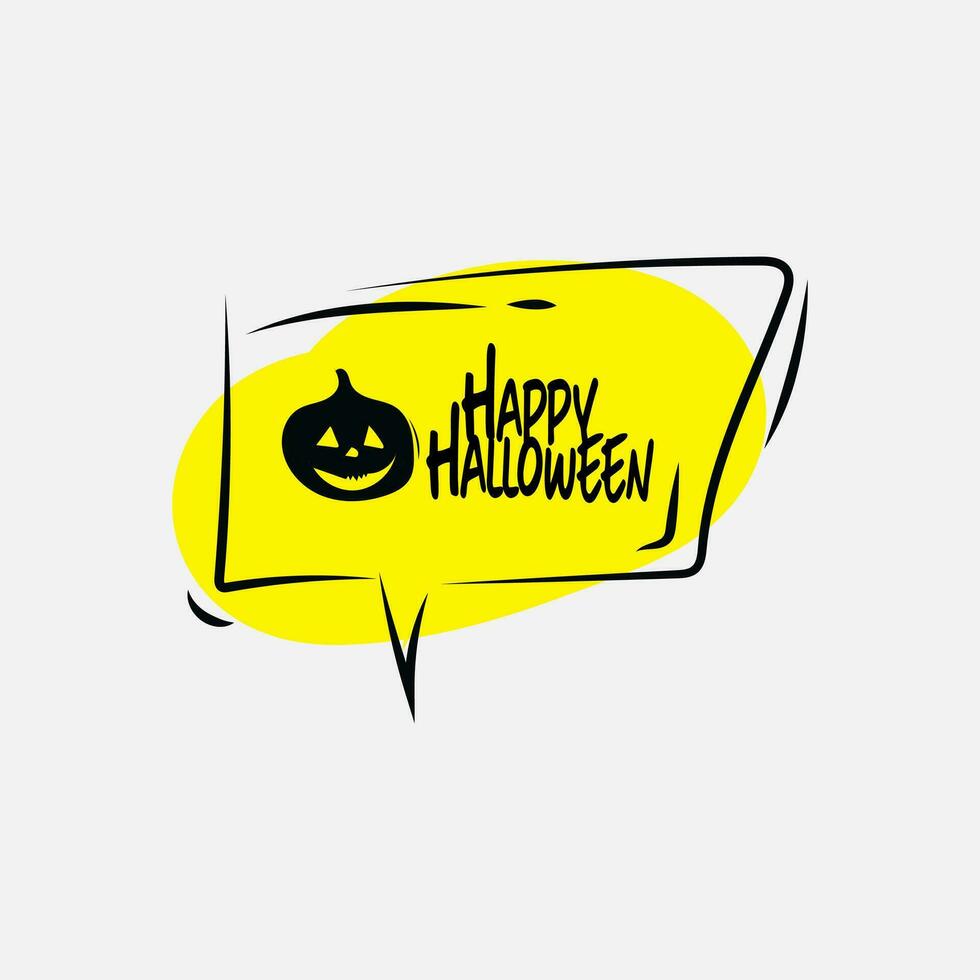Happy Halloween text box element with traditional characters. Applicable for greeting cards, invitations, posters, party flyers. vector