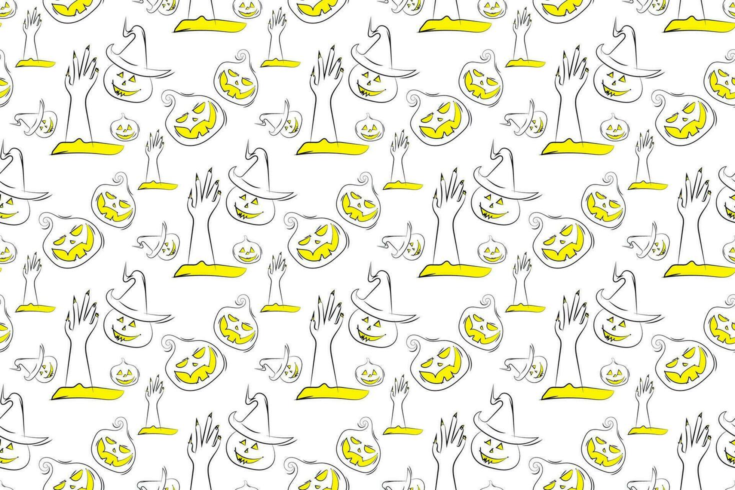 Seamless pattern with Halloween pumpkins and ghosts on white background. Vector illustration.