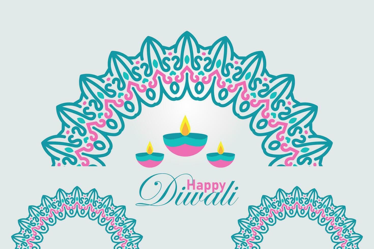 Indian festival Happy Diwali mandala ornament, holiday Background, Diwali celebration greeting card, vector illustration design.