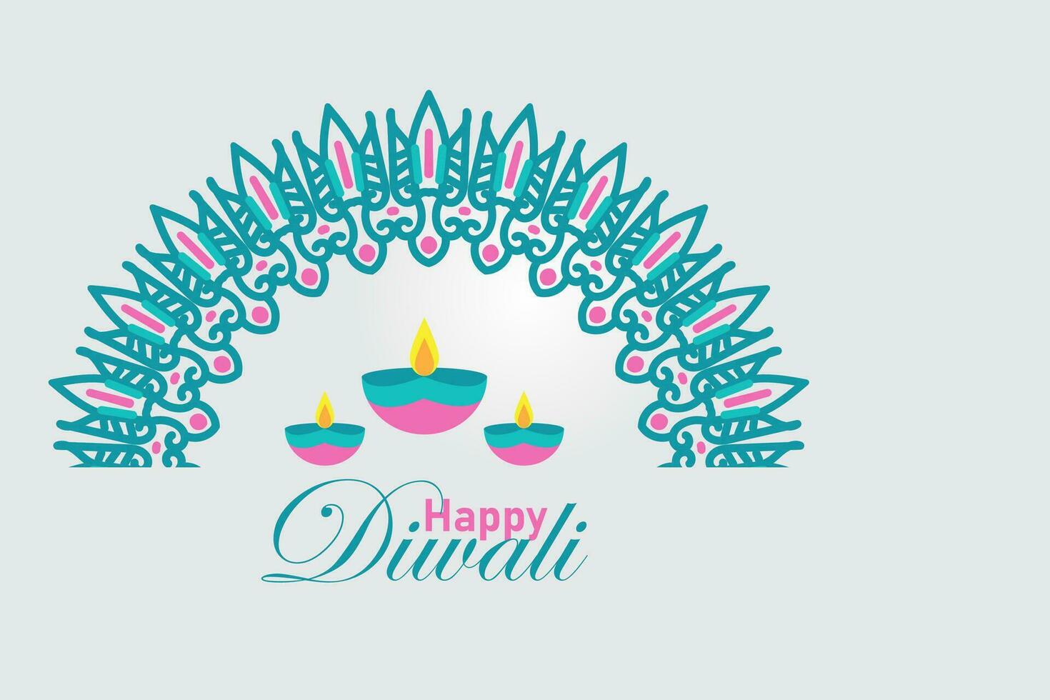 Indian festival Happy Diwali mandala ornament, holiday Background, Diwali celebration greeting card, vector illustration design.