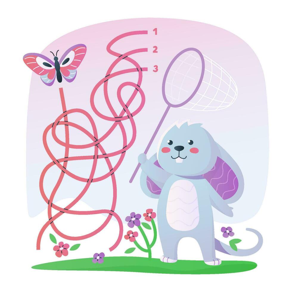 Funny maze for children. Help the mouse to catch a butterfly. vector