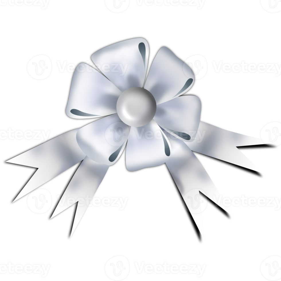 Luxury Silver ribbon gift bows Decorative bow, 3d png