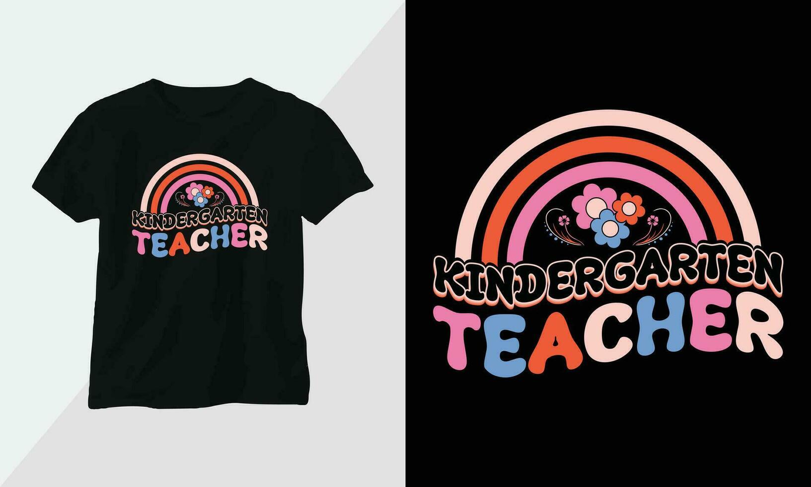 kindergarten teacher - Retro Groovy Inspirational T-shirt Design with retro style vector