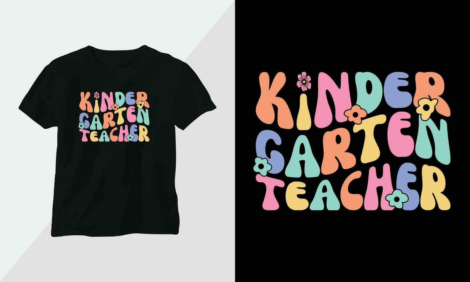 kindergarten teacher - Retro Groovy Inspirational T-shirt Design with retro style vector