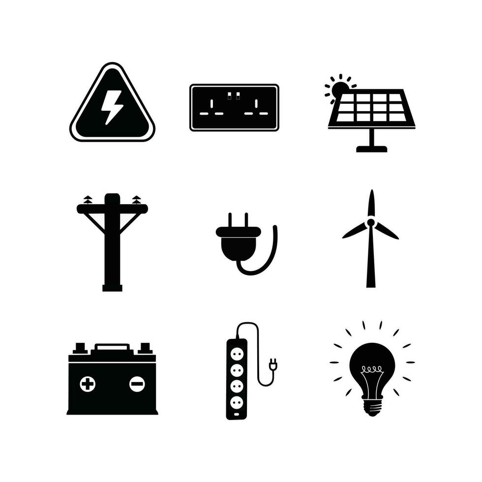 eléctrico icono conjunto valores ilustración vector