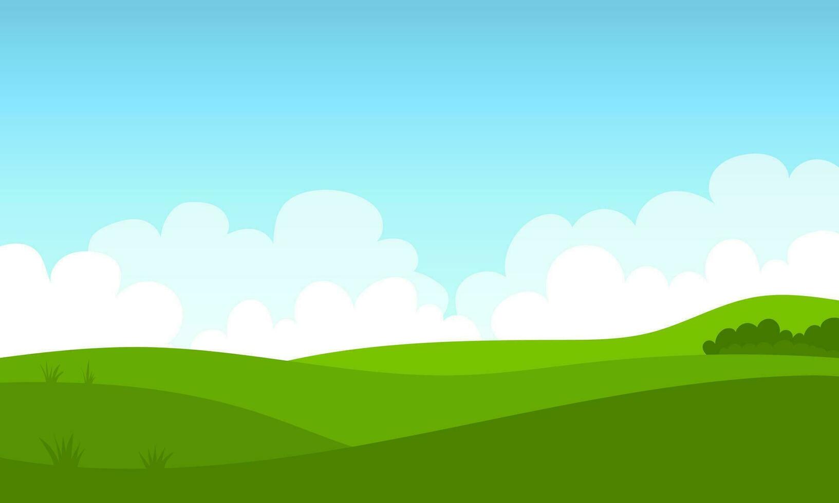 illustration of green hill landscape flat design vector