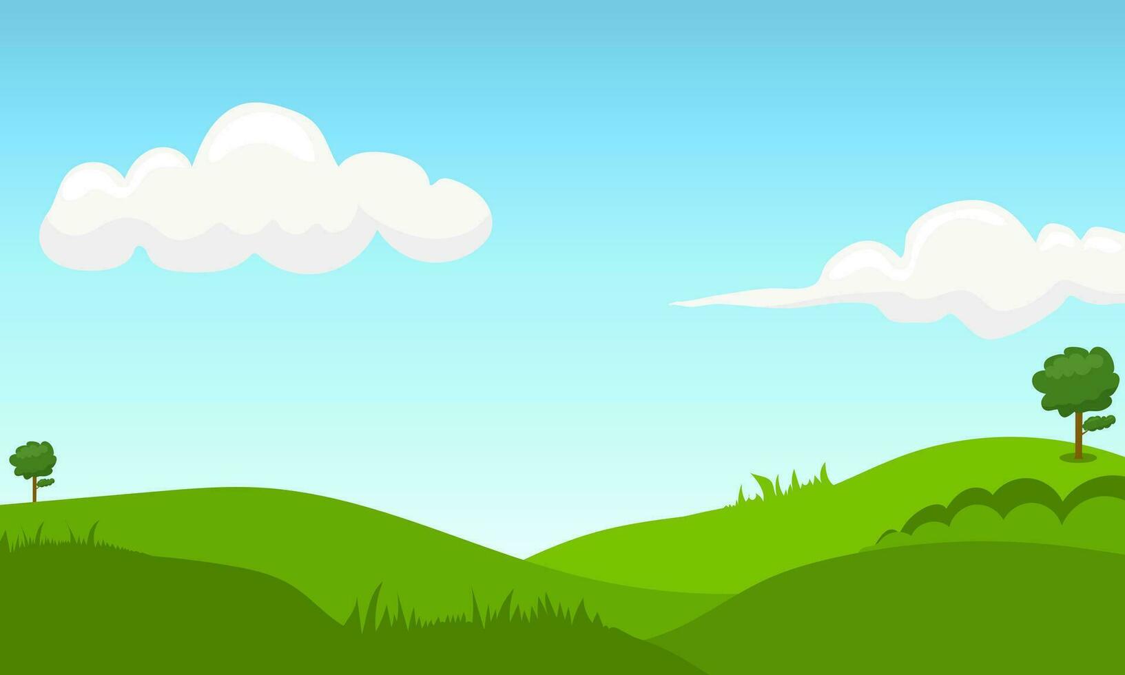 illustration of green hill landscape flat design vector