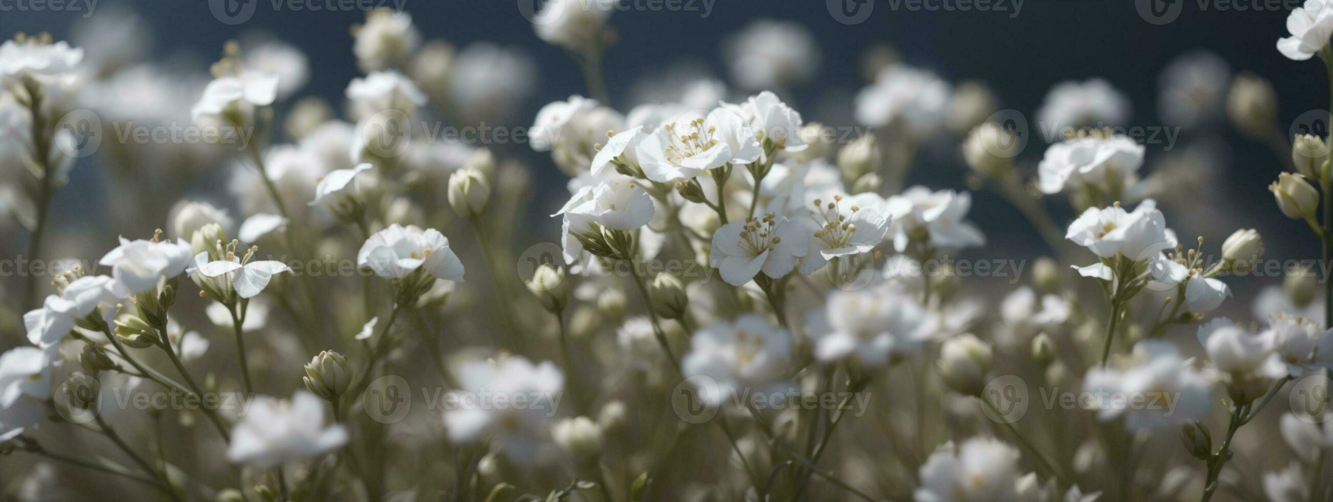 Gypsophila seco pequeño blanco flores ligero macro. ai generado foto