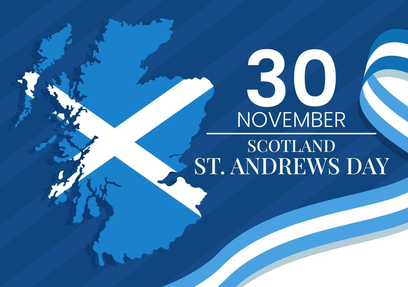 Happy St Andrew Day Vector Illustration on 30 November with Scotland Flag in National Holiday Celebration Flat Cartoon Blue Background Design