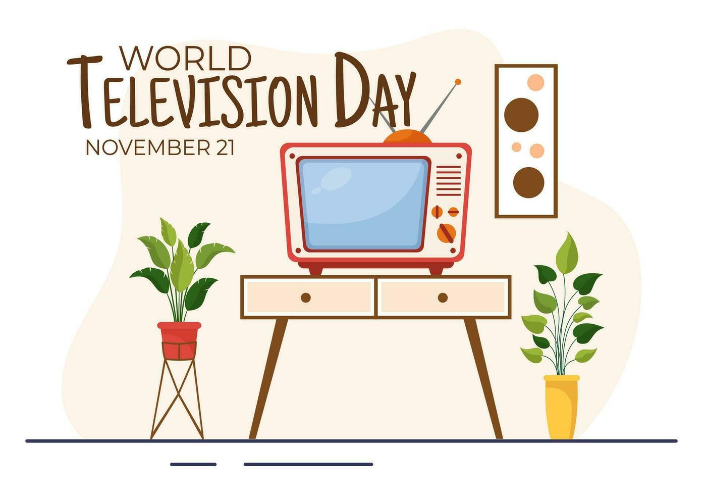 mundo televisión día vector ilustración en noviembre 21 con televisión para web bandera o póster en plano dibujos animados antecedentes diseño