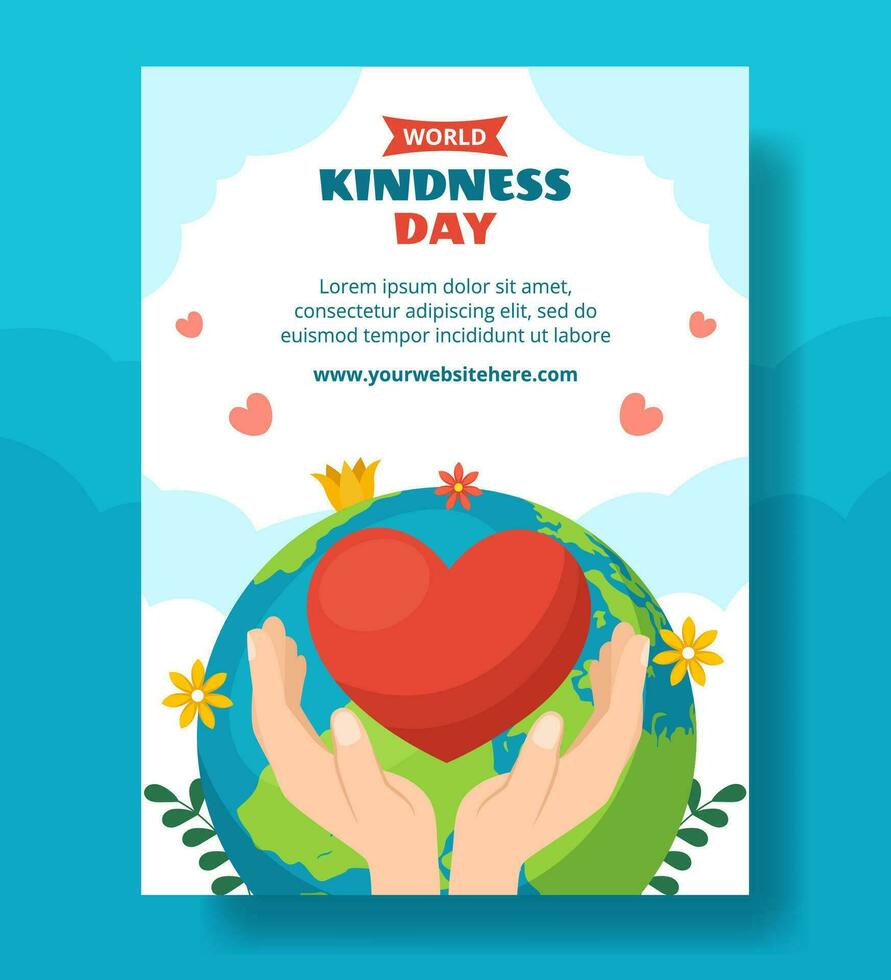 World Kindness Day Vertical Poster Flat Cartoon Hand Drawn Templates Background Illustration vector