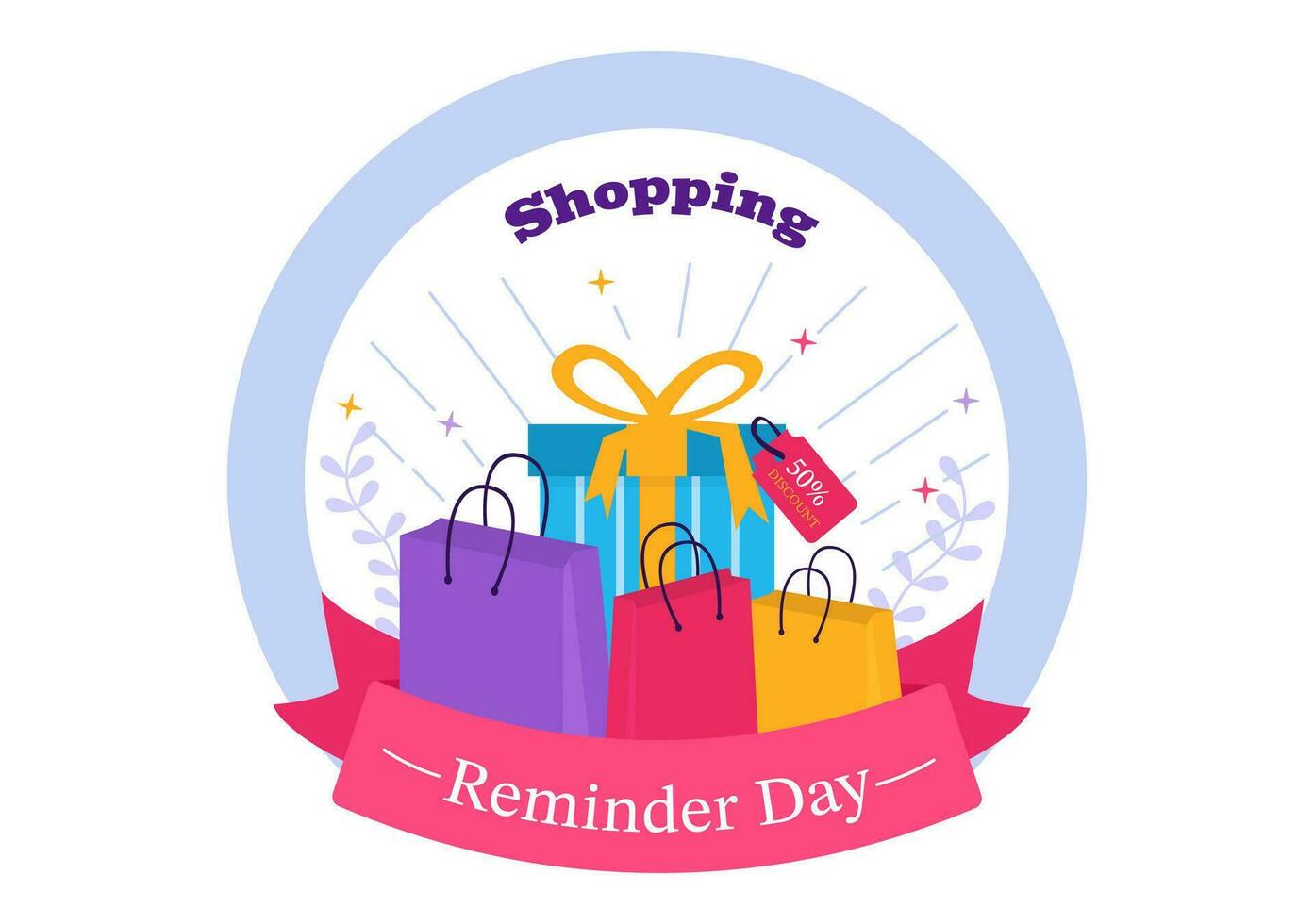 Shopping Reminder Day Vector Illustration on 26 November with Bag and Goods for Poster or Promotion in Flat Cartoon Background Design Templates
