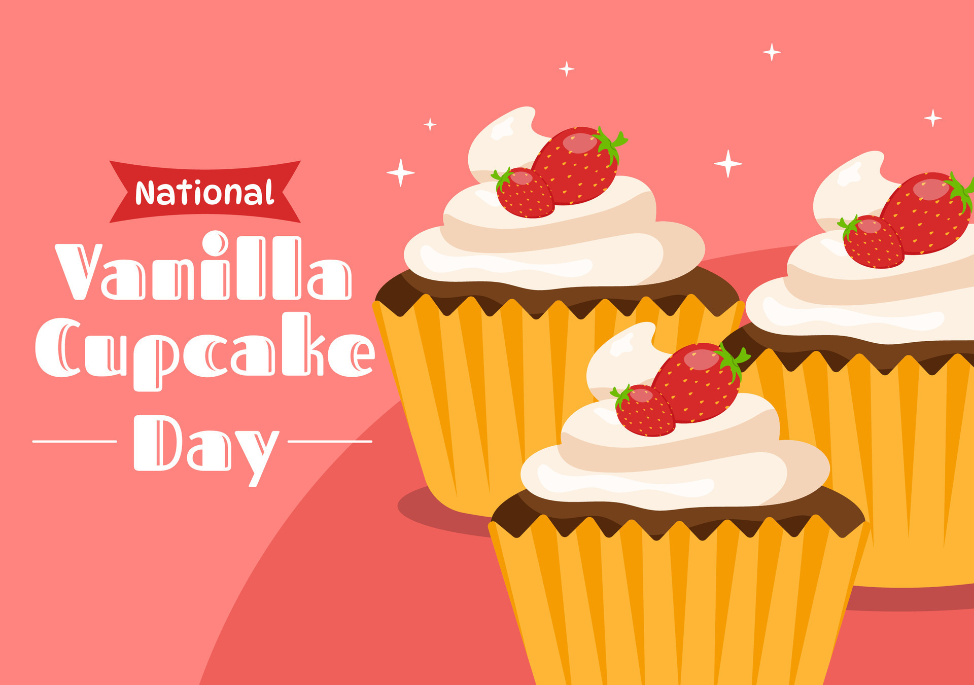 National Vanilla Cupcake Day Vector Illustration on 10 November of
