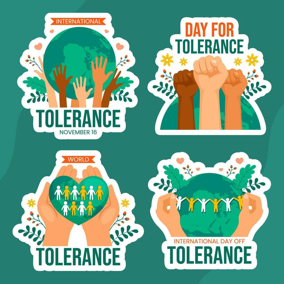 día para tolerancia etiqueta plano dibujos animados mano dibujado plantillas antecedentes ilustración vector
