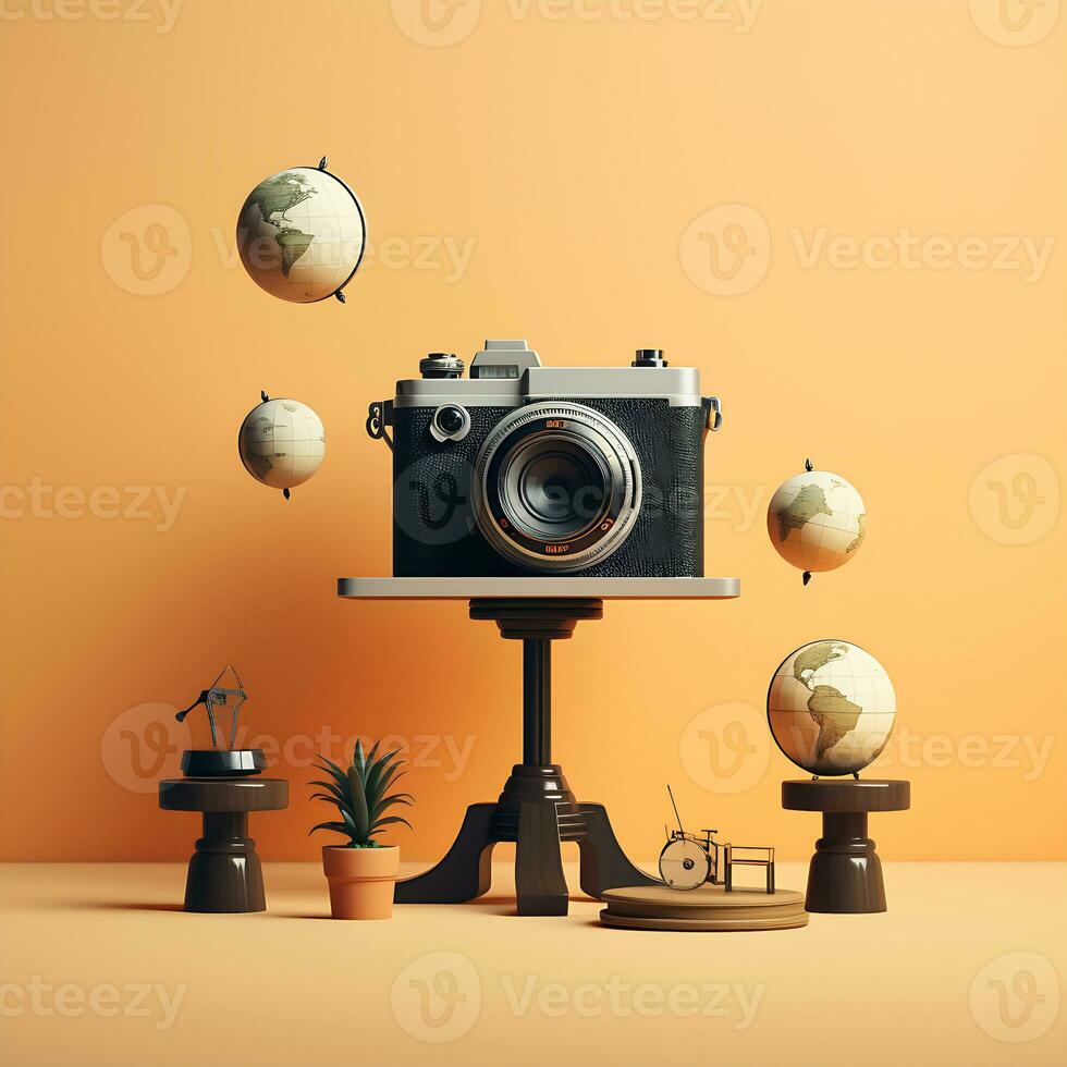 World Camera Photography minimal Cool concept photoshoot summer blank mockup photo