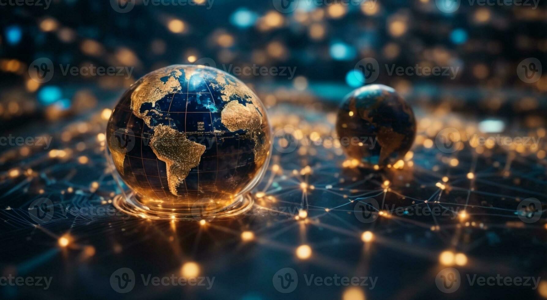 Communication technology for internet business. Global world network and telecommunication on earth cryptocurrency and blockchain and IoT. Elements of this image furnished by NASA. AI generated photo