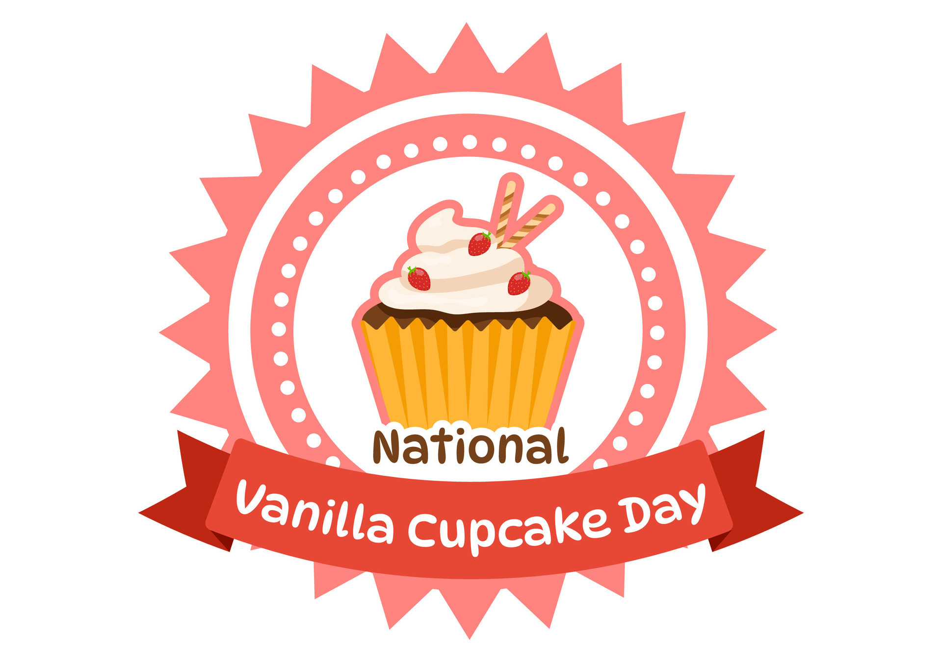 National Vanilla Cupcake Day Vector Illustration on 10 November of