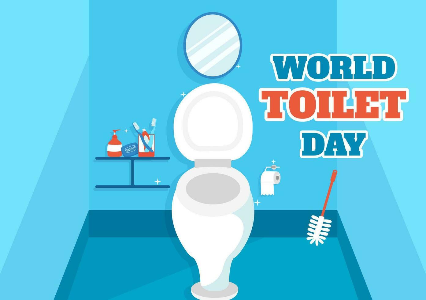 World Toilet Day Vector Illustration on 19 November with Earth and Equipment for Bathroom