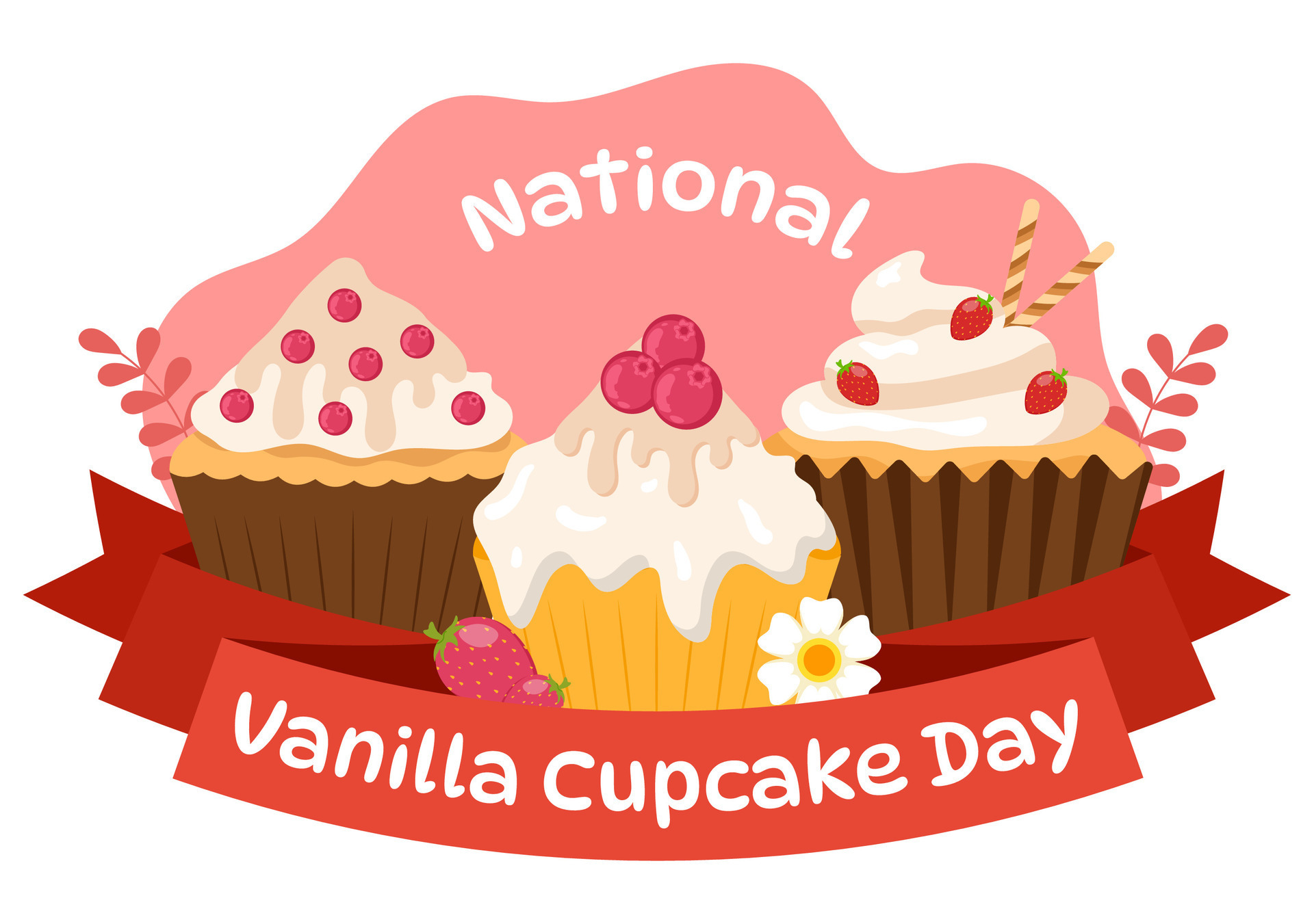 National Vanilla Cupcake Day Vector Illustration on 10 November of