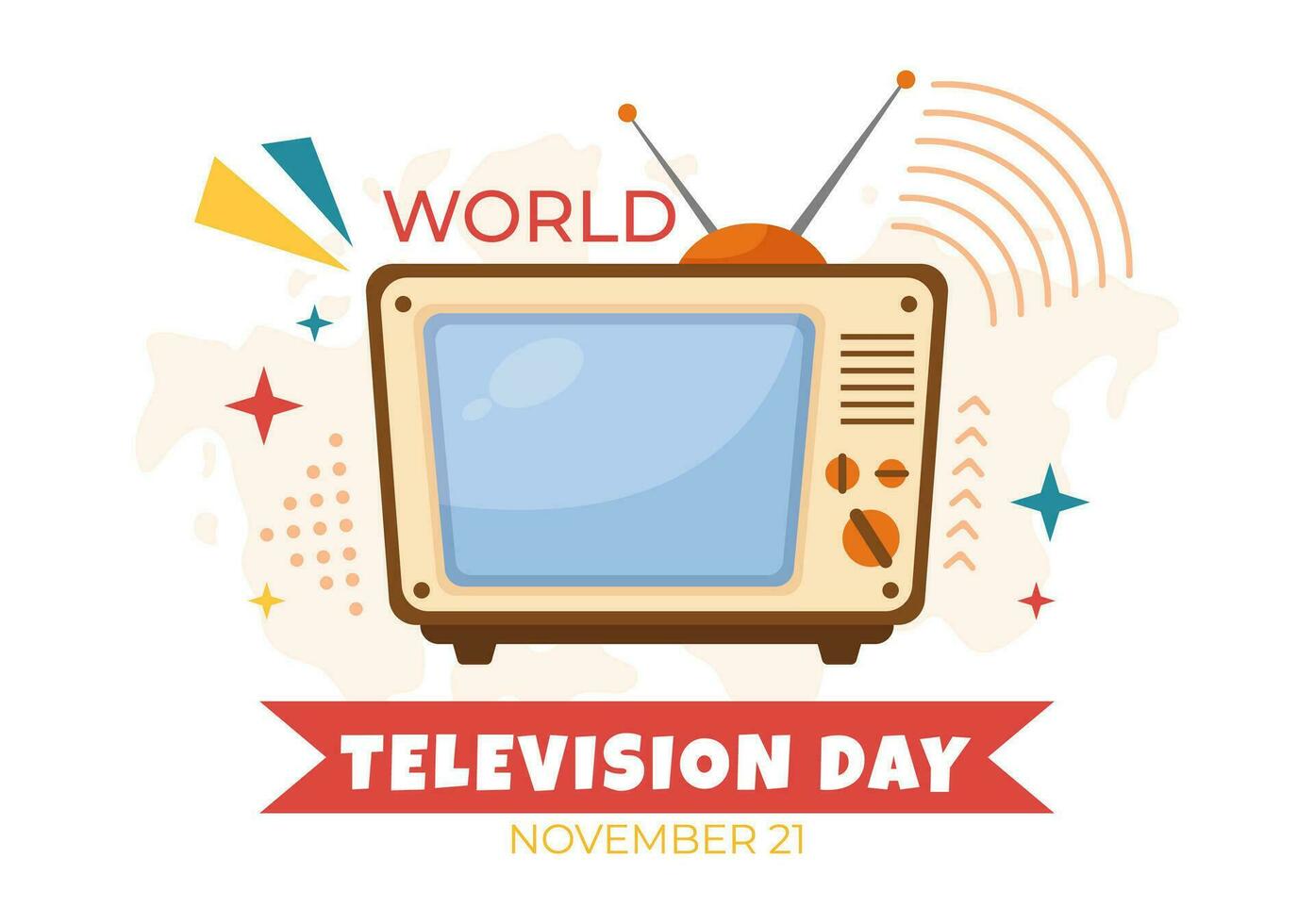 World Television Day Vector Illustration on november 21 with TV for Web Banner or Poster in Flat Cartoon Background Design
