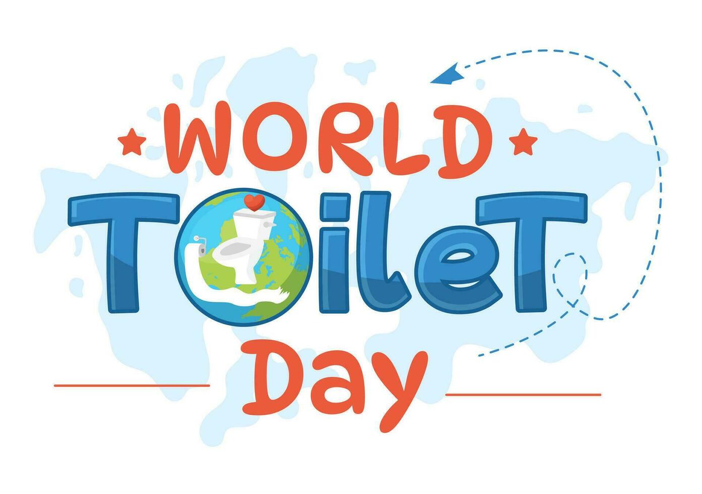 World Toilet Day Vector Illustration on 19 November with Earth and Equipment for Bathroom Hygiene Awareness in Flat Cartoon Background Design