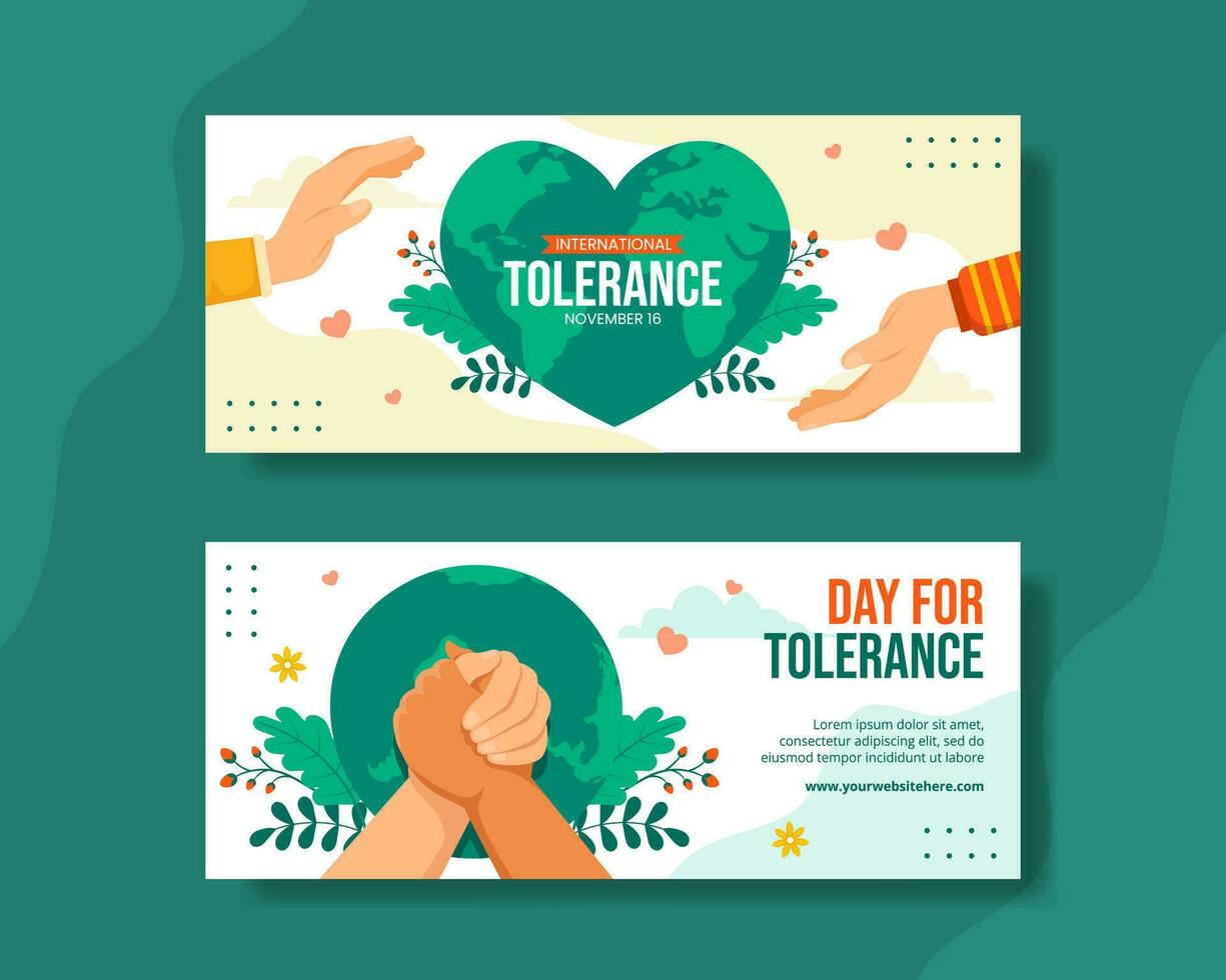 Day for Tolerance Horizontal Banner Flat Cartoon Hand Drawn Templates Background Illustration vector