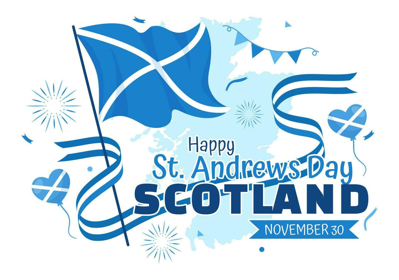 contento S t Andrés día vector ilustración en 30 noviembre con Escocia bandera en nacional fiesta celebracion plano dibujos animados azul antecedentes diseño