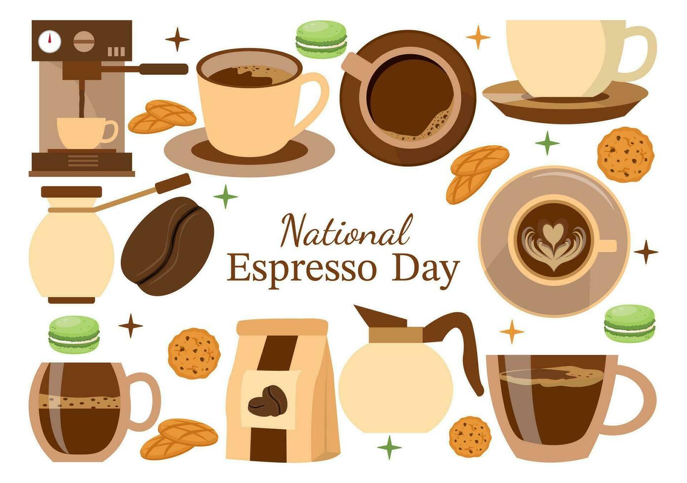 National Espresso Day Vector Illustration on November 23 with Cup of Coffee with Bean for Promotion or Poster in Flat Cartoon Background Design