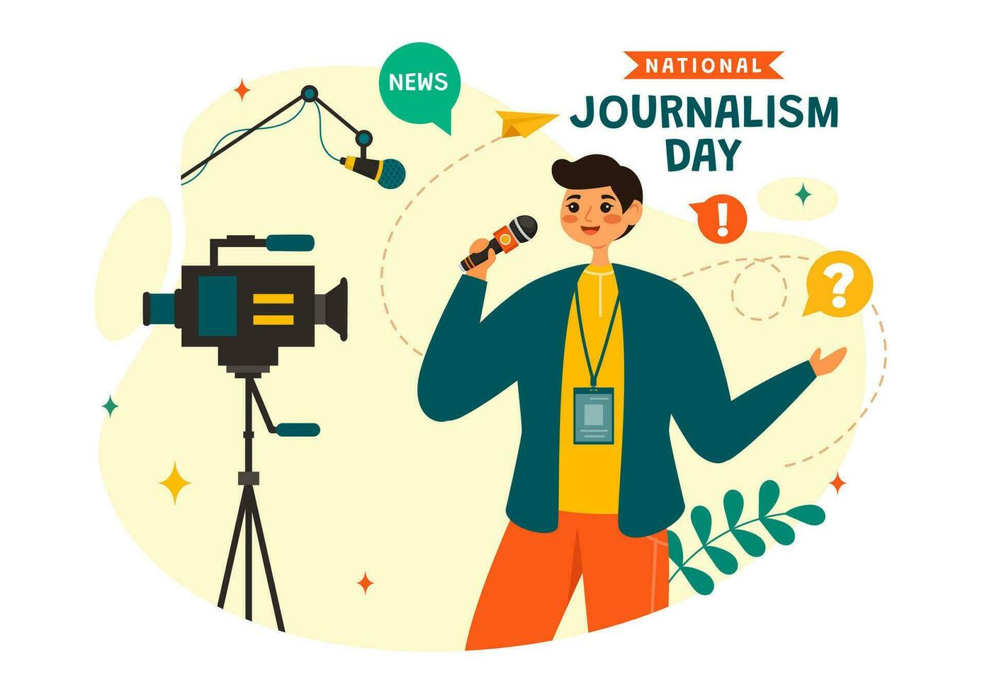 National Journalism Day Vector Illustration to Recognition and Appreciation for the Relentless Efforts of Journalists with Journal Equipments Design