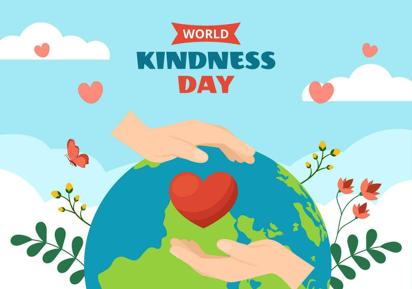 World Kindness Day Social Media Background Flat Cartoon Hand Drawn Templates Illustration vector